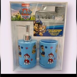 PAW PATROL 3 Pc Bathroom Accessory Set, Toothbrush Holder Soap Pump Storage Bin